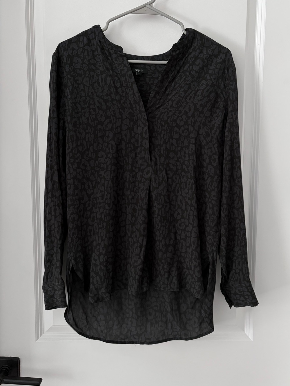 Rails Black Subtle Animal Print Button-Down Blouse